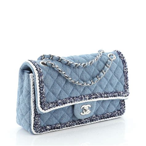 Timeless/classique handbag Chanel Blue in Water snake